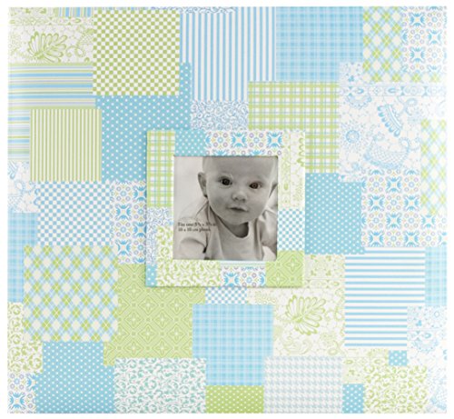 Image of MCS Expandable 10-Page Baby Scrapbook Album with Photo Opening Cover and 12 x 12 Inch Pages, 13.5 x 12.5 Inch, Baby Blue Quilt