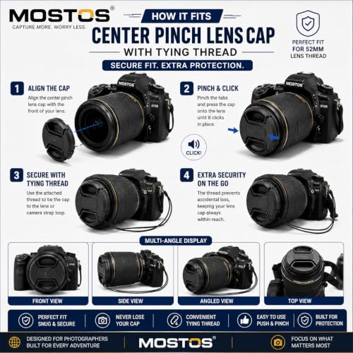 Tapa para lente Nikon de 52 mm – Marca MOSTOS, compatible con AF-S DX NIKKOR 18-55mm f/3.5-5.6G VR/VR II y AF NIKKOR 50mm f/1.8D miniatura 4