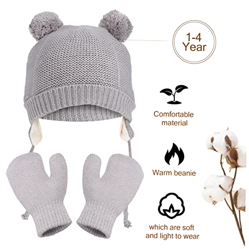 LIFKOME Multi-Occasion Toddler Winter Hat and Mitten Set Knit Suit for Boys and Girls Warm Gloves