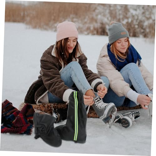 Cubrecalzado impermeable para lluvia de tela Oxford negro para mujer, cubrebotas altas con diseño reflectante miniatura 5