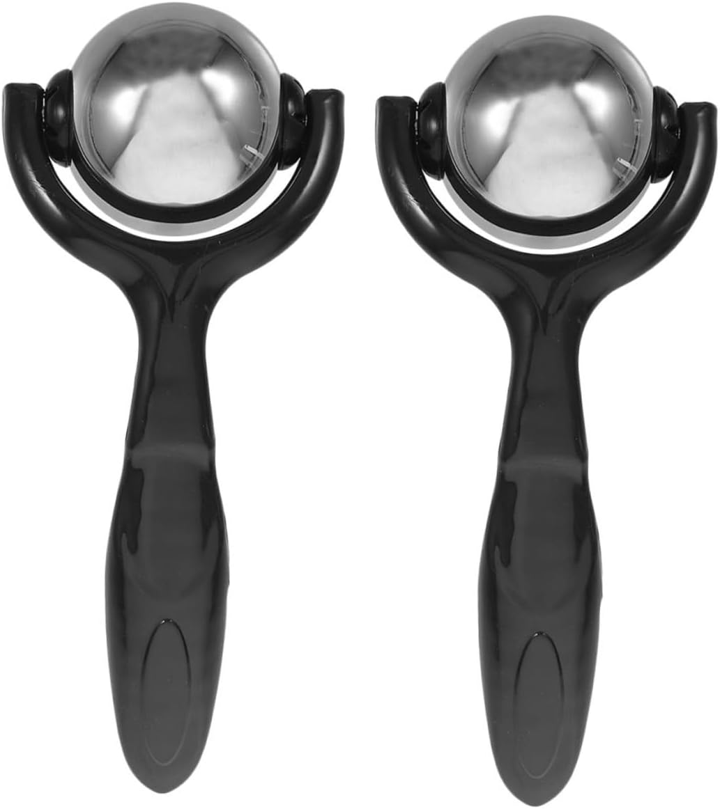 2pcs Stainless Steel Massage Roller Balls Handheld Manual Therapy Massager with Ergonomic Handle for Muscle Relief and Trigger Point Therapy at Home Office and Travel