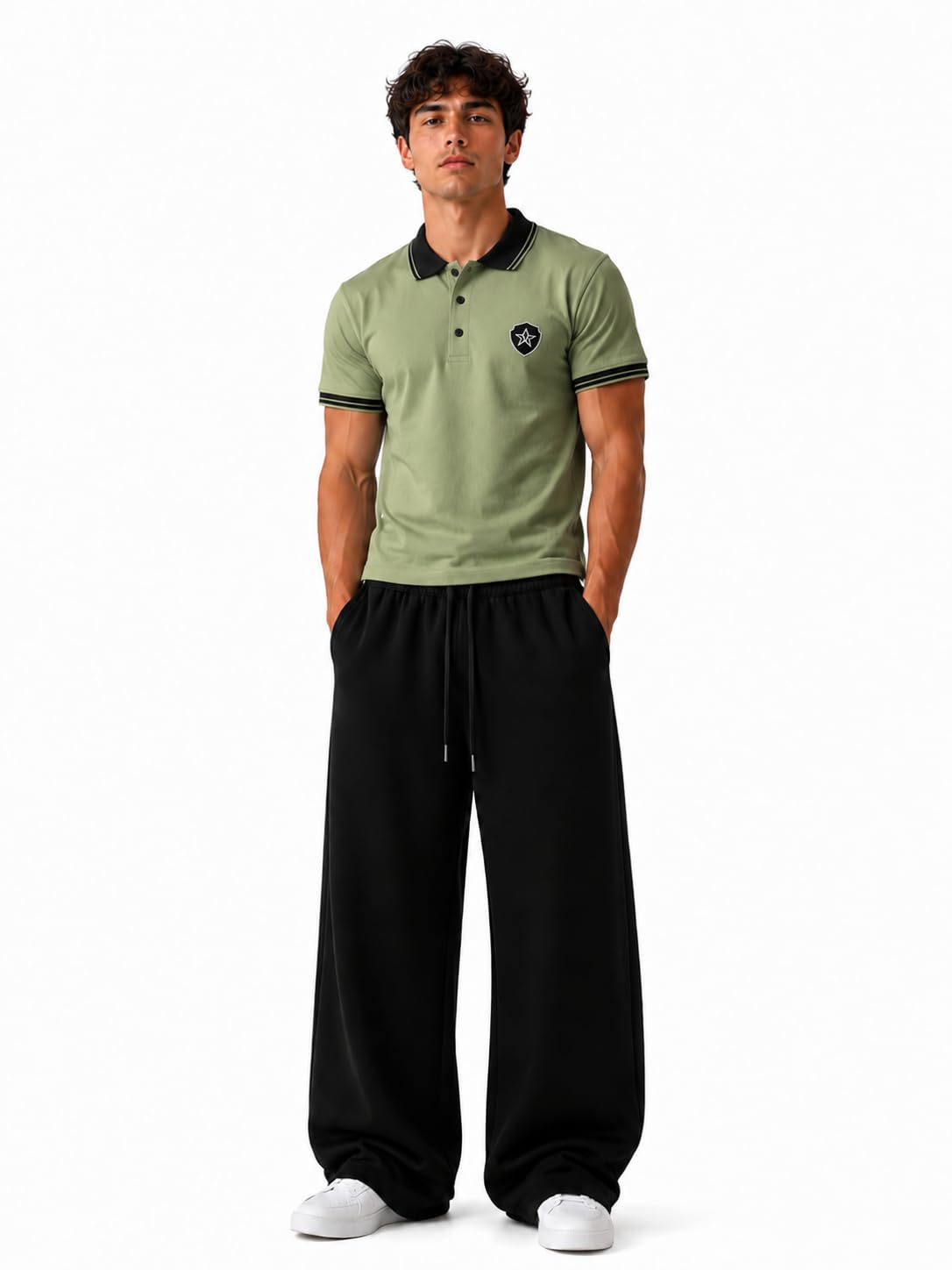 Polo T-Shirt and Baggy Lower for Men's |Track Pants, Baggy Streetwear, Cotton Track Pants, Elastic Waist & Relaxed Fit Bottoms |-picture-28