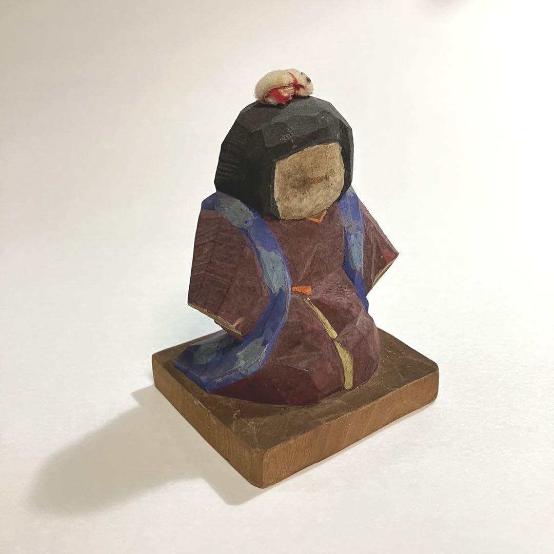 Amazon.co.jp: 農民美術 おかっぱの女の子 一刀彫 木っ端人形