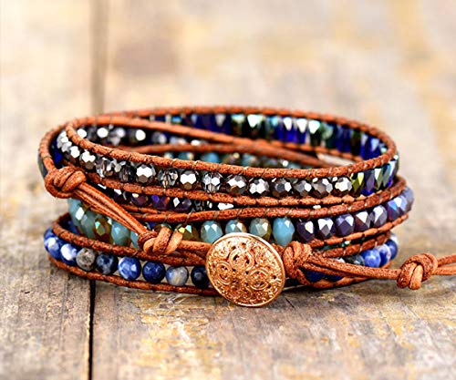 Image of Boho Wrap Bracelet for Women, Handmade Natural Imperial Jasper Multi-Layer Stone Beaded Bracelet, Bohemian Healing Crystal Stone Jewelry Gifts
