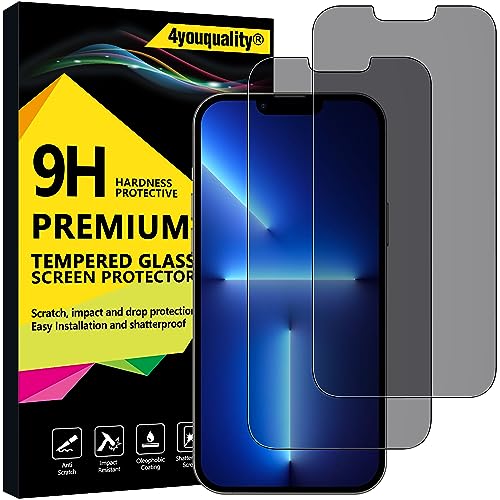 4youquality Privacy Screen Protector for iPhone 14 Plus & iPhone 13 Pro Max (6.7-Inch), Anti Spy Tempered Glass Film, 2-Pack, [LifetimeSupport][Anti-Spy][Impact-Resistant][Anti-Scratch]