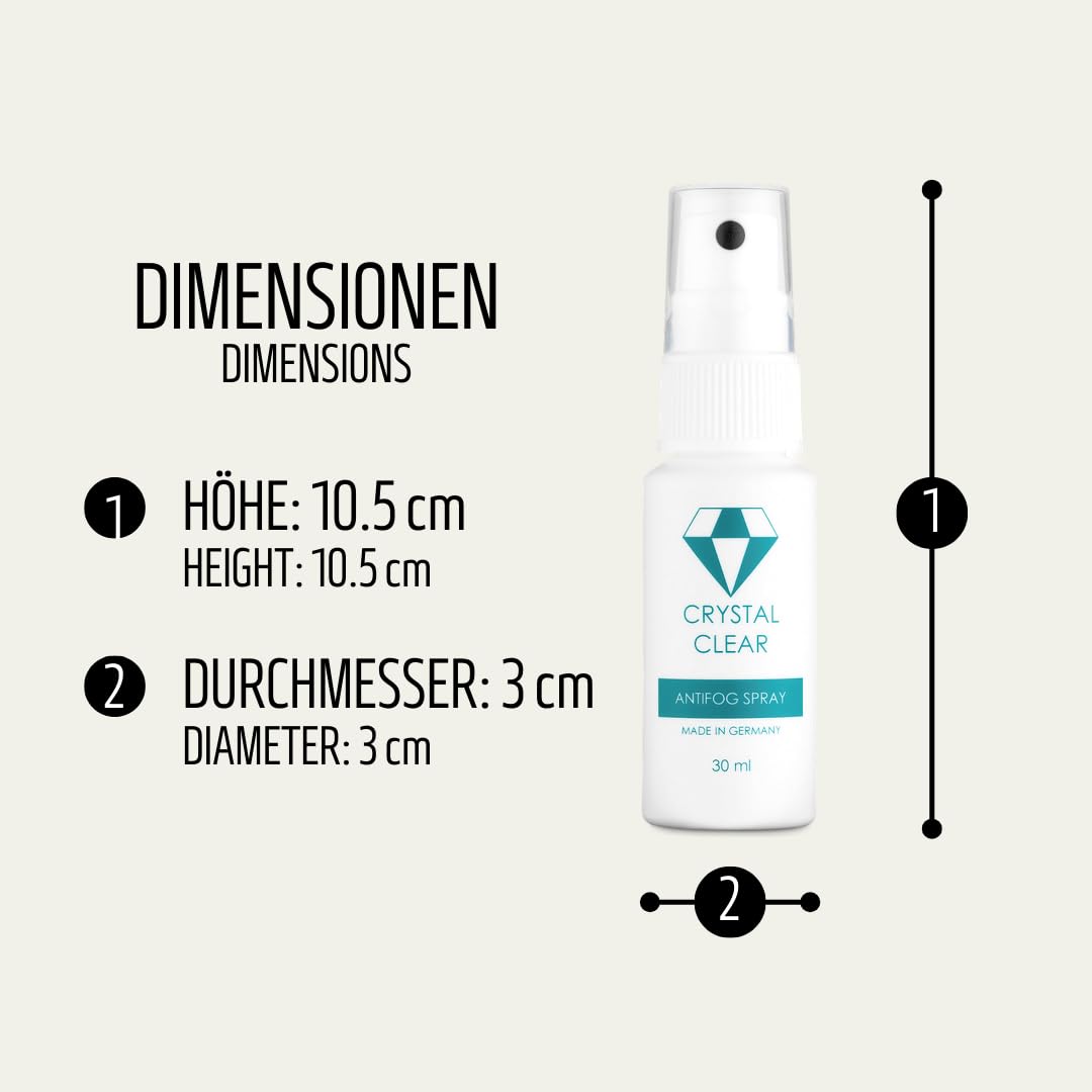 Crystal Clear® Swim Dive – skuteczny, zrównoważony spray przeciw zaparowaniu – Made in Germany – spray przeciw parowaniu – 30 ml – spray zapobiegający zaparowaniu do okularów do pływania i nurkowania