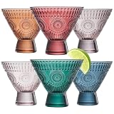 Khen Stemless Vintage Martini & Cocktail Glasses β Set of 6 | Pastel Muted Crystal Hobnail Barware | Art Deco Goblet Gift for Cocktails, Champagne & More β Unique Retro-Inspired Drinkware Collection