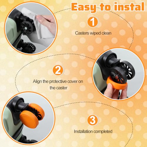 8PCS Luggage Wheel Cover,Silicone Luggage Wheel Protector Covers,Reusable Inner Diameter 1.57 In Suitcase Wheels Covers, Essential Travel Accessories, Orange3