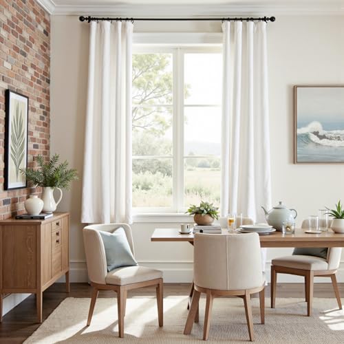 Image of jinchan Linen Curtains Light Filtering Back Tab 38x63 Inch 2 Panels White