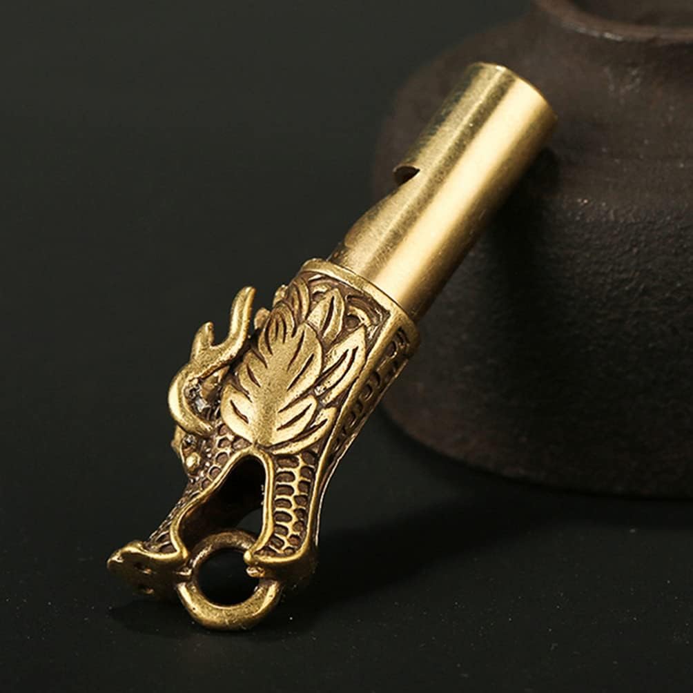 2pcs Dog Whistle Dragon Head Design Compact Brass Survival Whistle for Hiking and Outdoor Activities Emergency Signal for Referees and Trainers Keychain Accessory