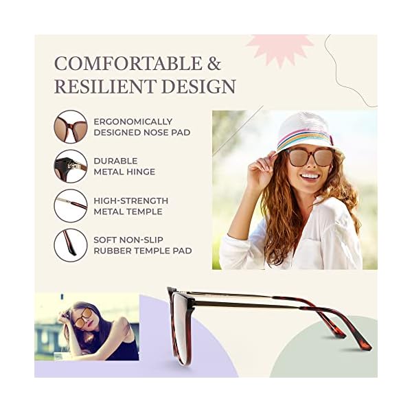 DUCO Retro Round Sunglasses for Women Vintage Polarized Mirrored Sun Glasses Lightweight Metal Frame UV400 Protection W016, 06-tortoise Brown, common - Image 6