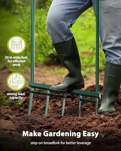Herramienta Broadfork para Jardín de 5 Púas, Manual con Mango Ergonómico de 58 Pulgadas miniatura 3