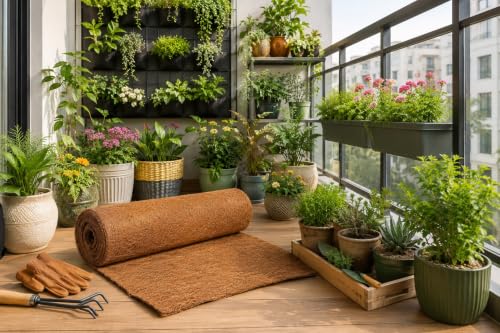 Image of Coco Coir Roll Sheet 1mtr *1mtr|Coconut Fiber Liner Pad Coir Mat Liner for Hanging Basket Pad, Garden Plants & Wall Planter