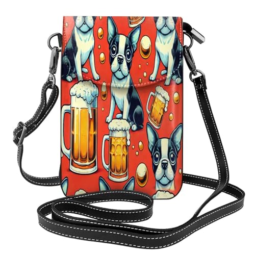 Cell Phone Crossbody Purse Boston Terriers Dogs Beer Womens Shoulder Wallet With Phone Pocket
