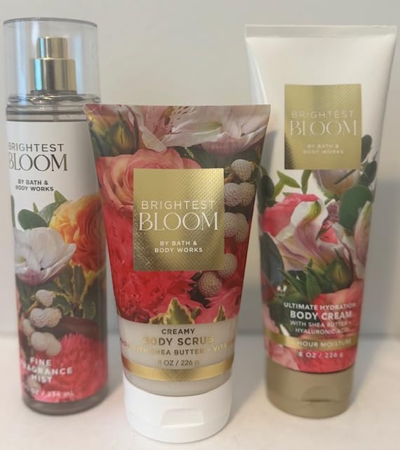 Body Care - BBWs Brightest Bloom Trio Body Care Set - Creamy Body Scrub, Fragrance Mist, and Body Cream