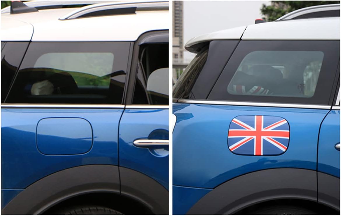 Fuel Tank Cap Gas Cover ABS Material Gloss Shell Trim Gray Union Jack Style compatible with Mini Cooper F60 Countryman MS06 (Fuel Tank Cap Cover)
