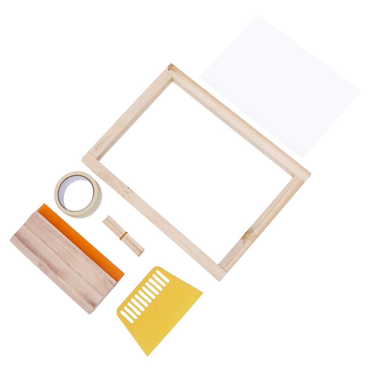 Operitacx Kit per Serigrafia e Pellicola Trasparente Strumenti di 19 in Legno Riutilizzabile e Facile da Colore Casuale per Attività e DIY
