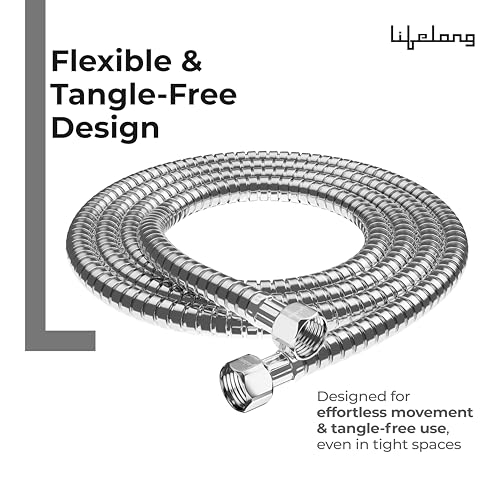Image of Lifelong 1 metre Jet Spray Hose Pipe for Toilet | Inner & Outer 304 Stainless Steel Health Faucet Connector | Flexible, Durable & Leakproof with Brass Screw Fittings | Ideal for Hand Showers & Bidets