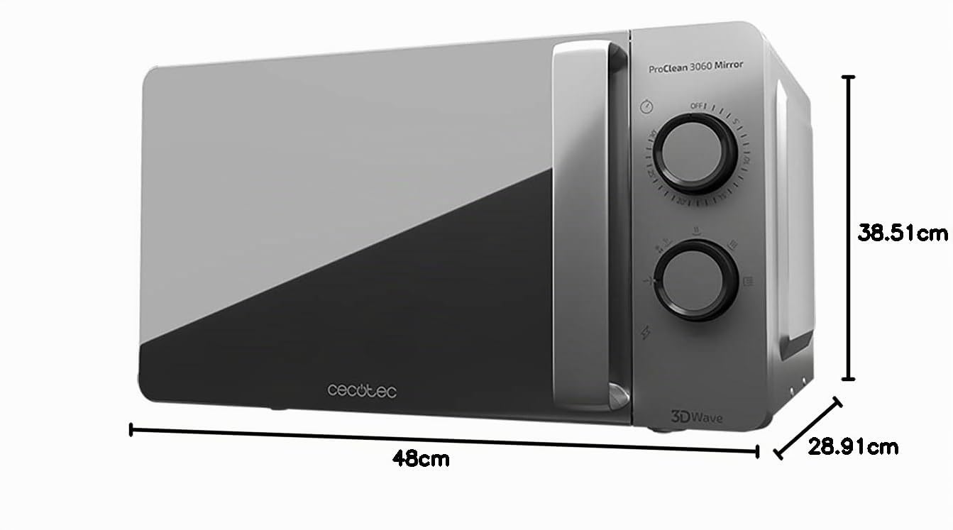 Cecotec Microondas ProClean 3060, 20L, 700W, Ready2Clean, 3 D Wave, Silber