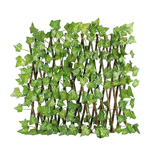 Jiakalamo Clôture de feuilles artificielles, treillis de jardin en bois, treillis extensible avec feuilles, clôture brise-vue pour jardin, balcon, maison (type A)