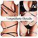SIEUUOAK Damen Sexy Leder Dessous Sets, Sexy Damen Dessous Set, Dessous Damen sexy unterwäsche mit Dekorativem Ketten, Verstellbare Offen Unterwäsche, Erotisches Aushöhlen PU Bodysuit Negligees(L)