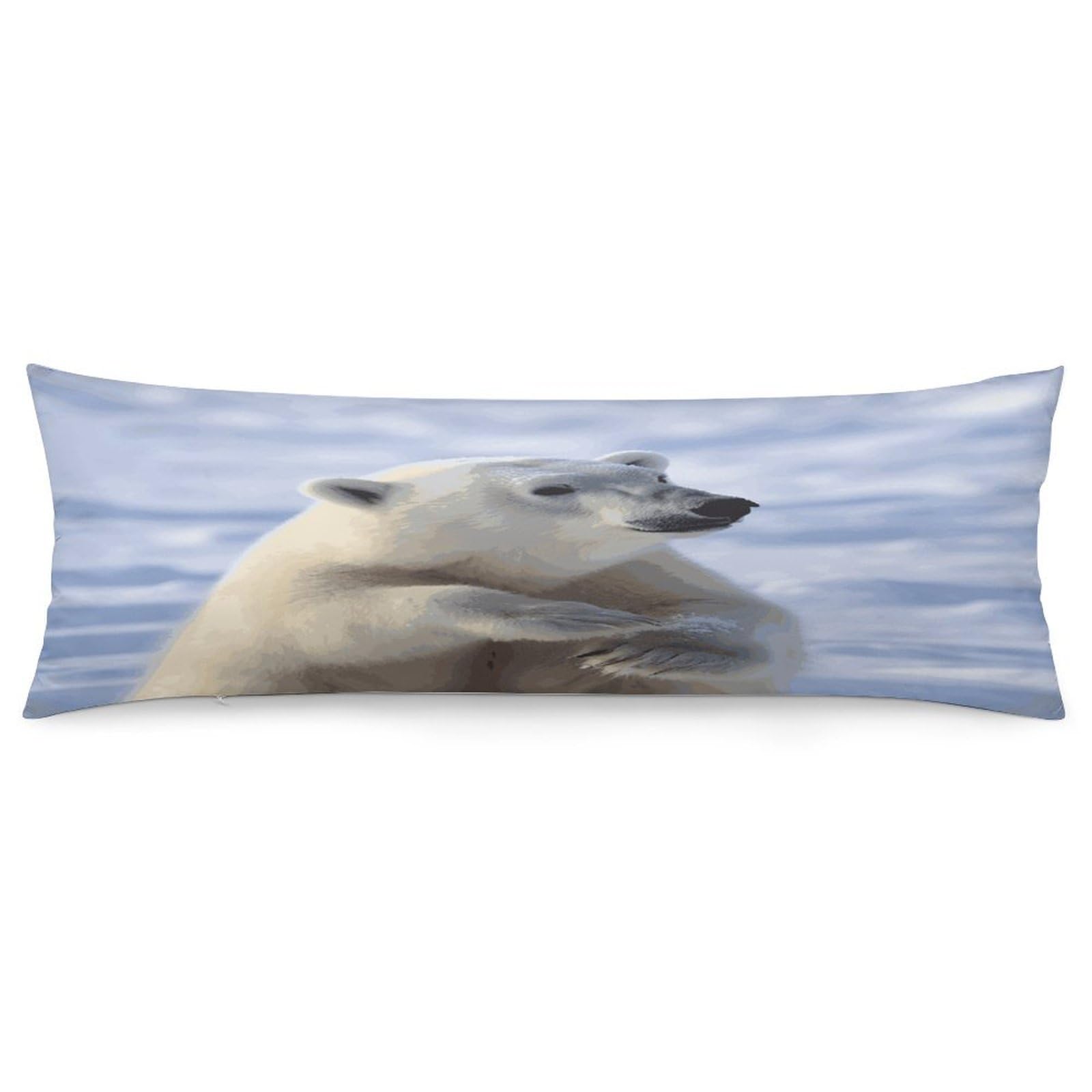 Polar Bear Pillowcase Decorative Long Body Pillow Case Soft Breathable Body Pillow Cover Modern Large Pillowcase Cute Body Pillow Pillowcases for Bedroom Couch 18.9 X 53 Inch