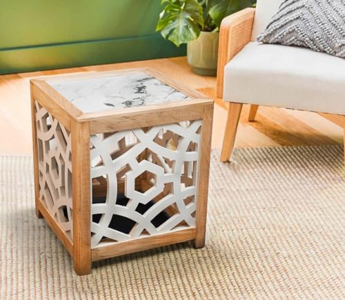 UHUD CRAFTS Wooden Side Table | Modern End Table | Coffee Table | Corner Table for Plant Decor | Sofa Side Table for Home Decoration, Living Room, Bed