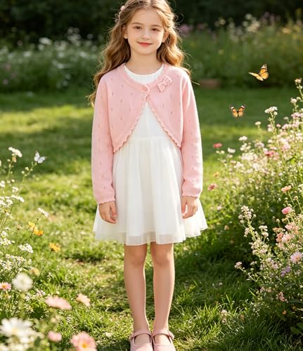 Image of 2Pcs Girls' Knit Toddler Cardigan Cotton Soft Button Closure Bolero Shrug Shawl Shirt Sweater