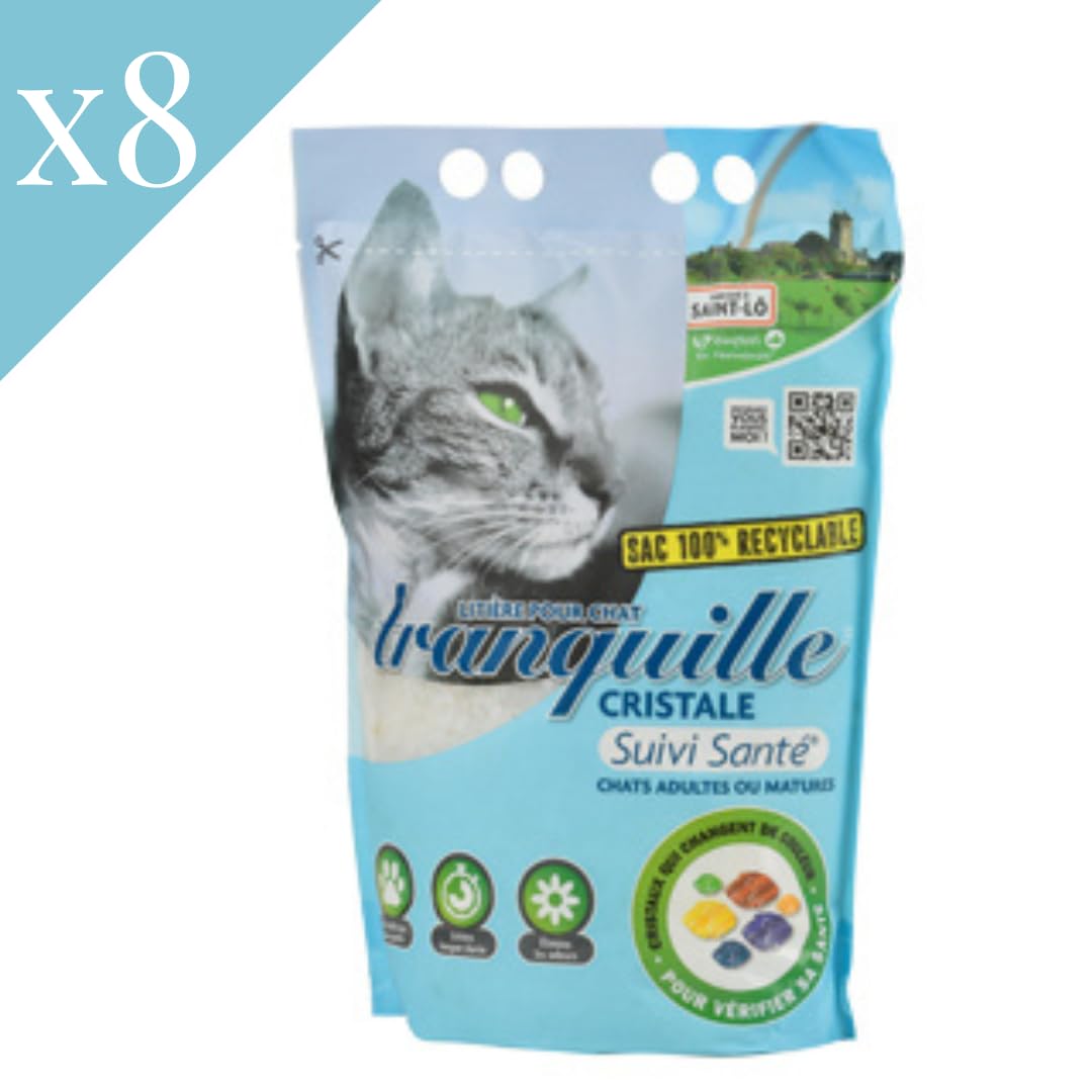 Tranquille - Litière pour Chat Silice Suivi Santé 4L - Lot de 8