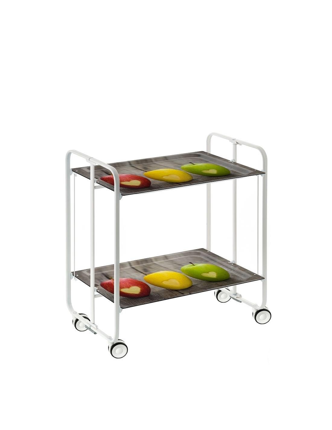 Mesa plegable con ruedas, chasis blanco, 42, talla única