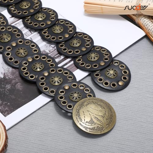 SUOSDEY Western Women Leather Belt Concho Disc Waist Belts Ladies Vintage Wide Waist Belt Boho Belt for Dress Jeans4