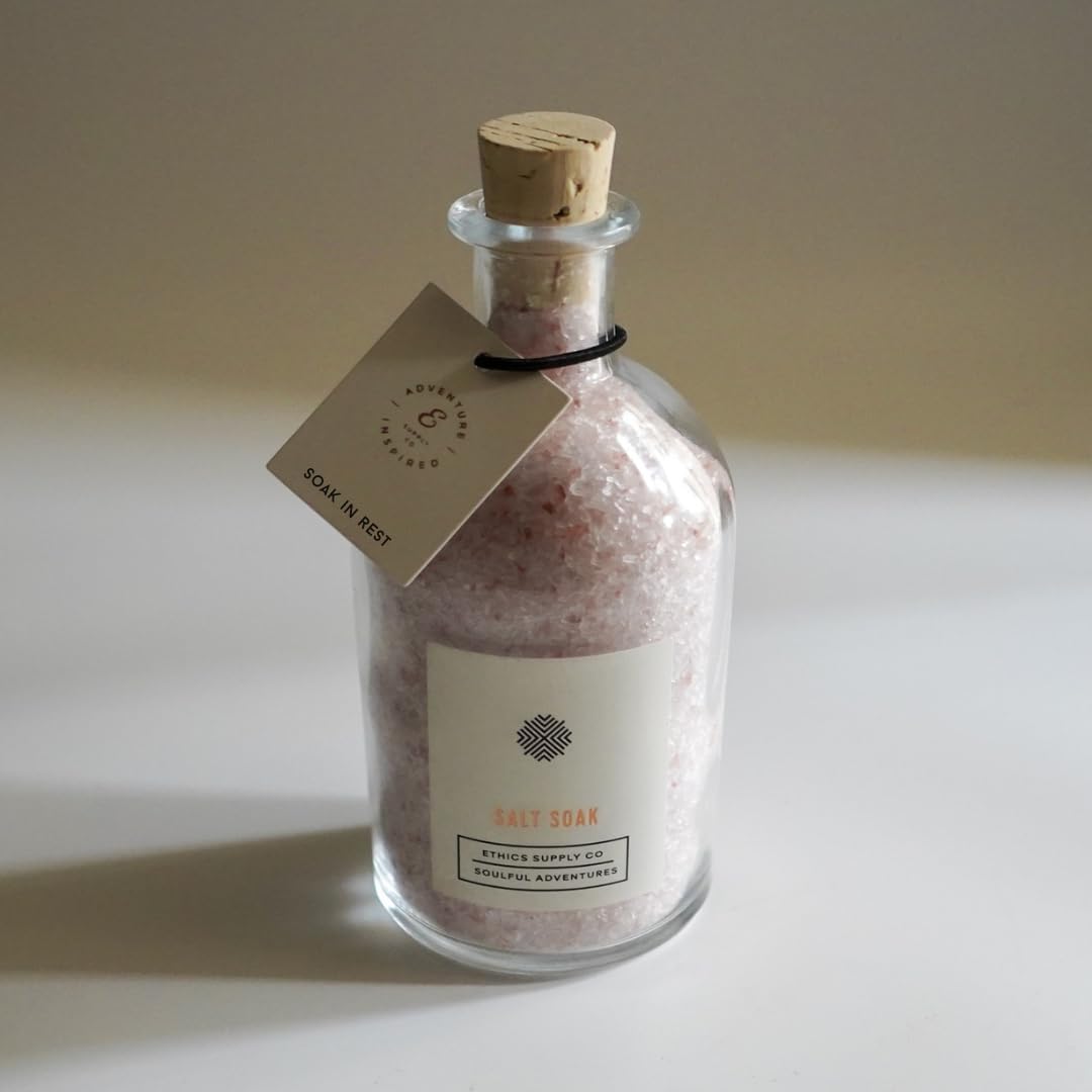 Ethics Supply Co. Soak in Rest Luxury Bath Salts - Jasmine, Coconut Milk, Rose & Fig, Relaxing & Hydrating Scented Bath Soak for Women & Men - 8oz