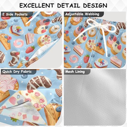 ALAZA Ice Cream Cake Donut Boys Quick Dry Beach Board Shorts Kids Swim Trunks Bathing Suit Swimsuit 2T3