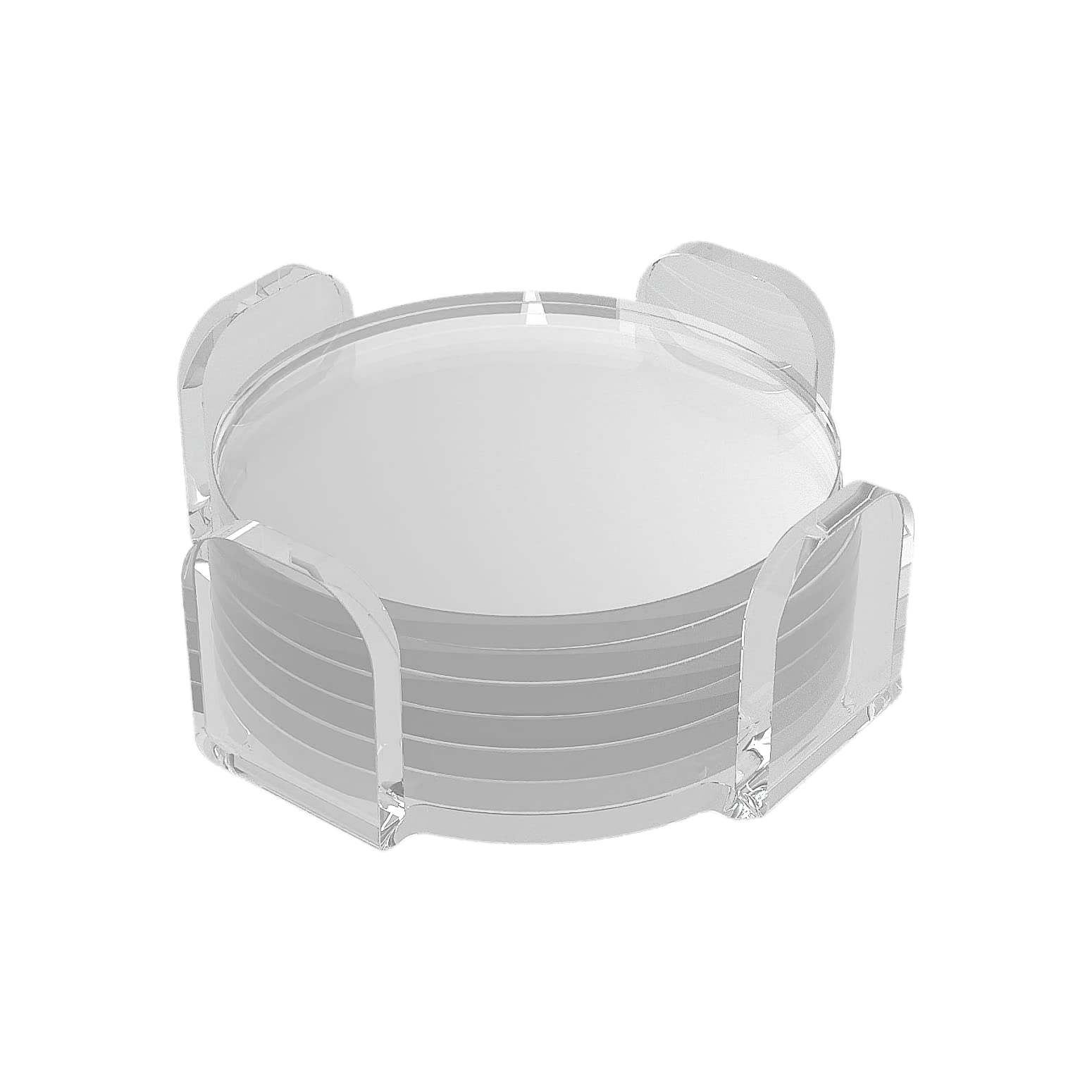 AGPLEX - Set sottobicchieri in vetro acrilico trasparente - Elegante set composto da 6 sottobicchieri e 1 sottobottiglia in acilico trasparente - Dischi da 85mm di diametro