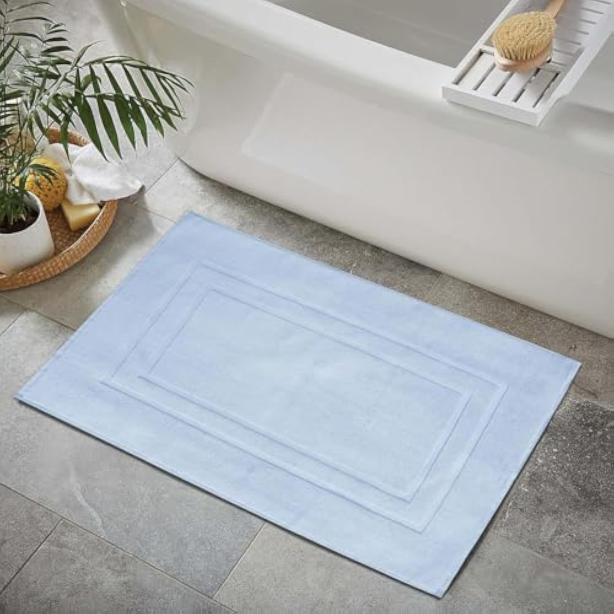 2 Piece Towel Like Bath Mats, 100% Cotton Terry