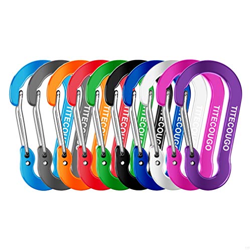 Carabiner Keychain,Aluminum D-ring Locking Carabine D-Shape Lock Snap Backpack Water Bottle Keychain Climbing Gear Accessories EDC Camping Tent Multi Function Tool Multiple 10 Colors