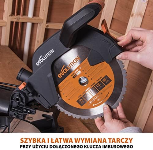Evolution Power Tools Ukośnica przesuwna R255-SMS+ z tarczą TCT 255 mm do cięcia różnych materiałów