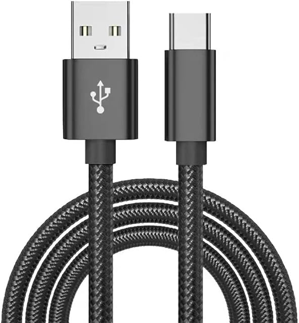 USB C Cable 2M Type C Charger Fast Charging Lead Braided USB-C Charger Cable for Samsung Galaxy S20 Fe S10 S9 S8 Plus A12 A20e A21s A32 A40 A50 A70 A90 A41 A51 A52,Huawei,Sony,Google Pixel-Black