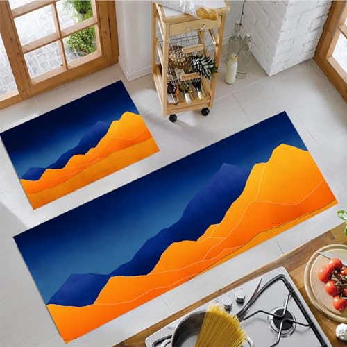 Tapis de cuisine lavable contre les glissades devant évier motif montagne