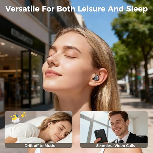 Image of 2-in-1 Wireless Earbuds Set, Open-Ear Clip & Mini Sleep Headphones, 36H Battery, Bass Sound, Ultra Comfortable, IPX5 Waterproof, Stylish for Work /Sport /Sleep