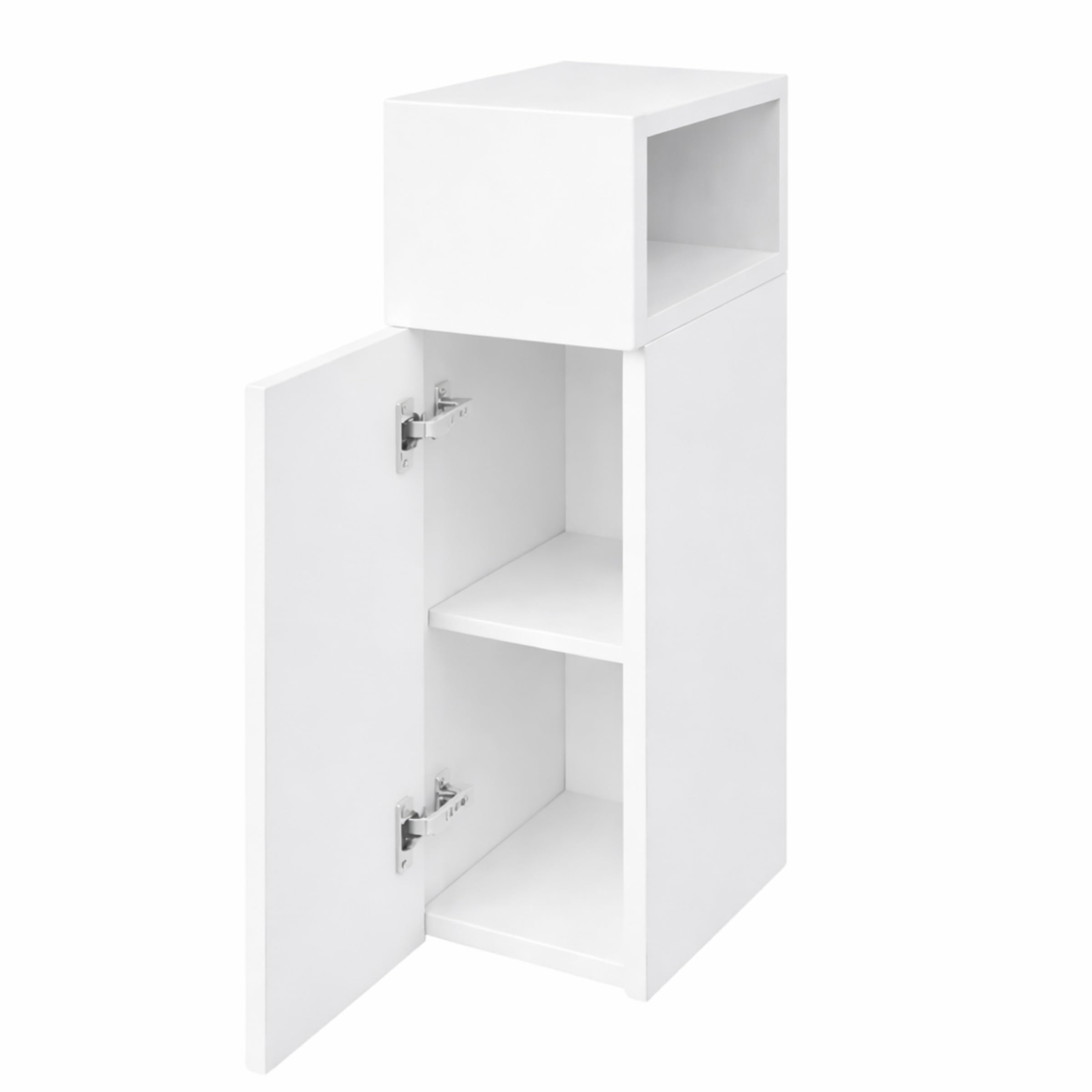 Comodino con Vano Laterale e Anta, Bianco