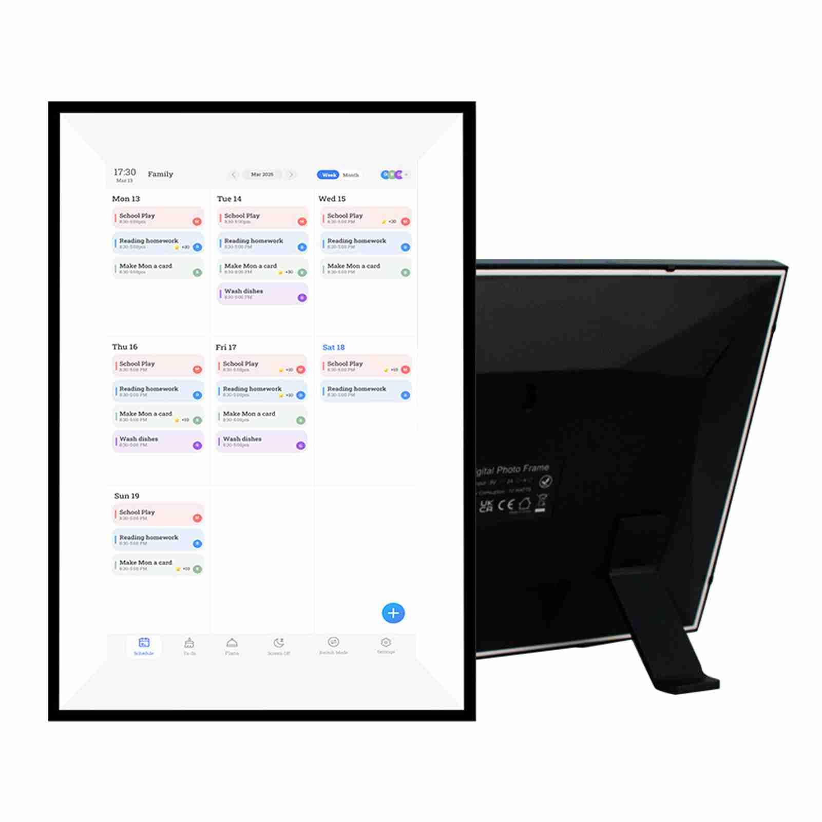 Planificateur de Famille Numérique Intelligent Écran Tactile HD avec Plan de Repas et Graphique de Corvées pour Organisation Familiale