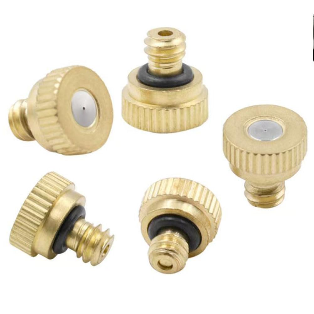 SXITHGKDW Brass Misting Nozzles for Outdoor Cooling System,Misting Nozzles 10/24 UNC Replacement Low Pressure Atomizing Misting Sprayer 10pcs 0.8mm