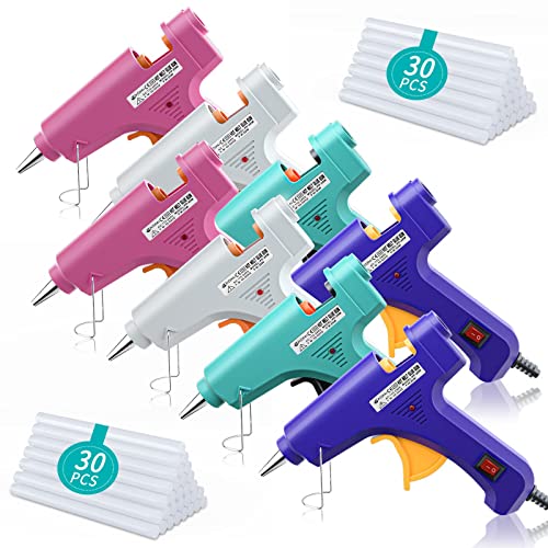Guibiloo Mini Hot Glue Gun Set - 1 Minute Quick Repairs, 8Pack Small Melt Glue Gun Kit With 30 Glue Sticks For School Kids Diy Arts Crafts Home (Blue Pink White Green) #TOP21