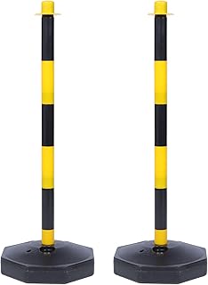 SOLUSTRE 2pcs Warning Post Garage Parking Aid Building Supplies Safety Barricade Parking Stop Crowd Control Barrier Safety Bollard Post Garage Barricade Post Base Portable Plastic Road Pile