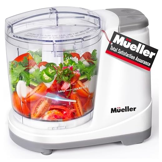 Mueller Electric Food Chopper, Mini Food Processor, 3-cup Mini Chopper, Meat Grinder, Mix, Chop, Mince and Blend Vegetables, Fruits, Nuts, Meats, Stainless Steel Blade, White
