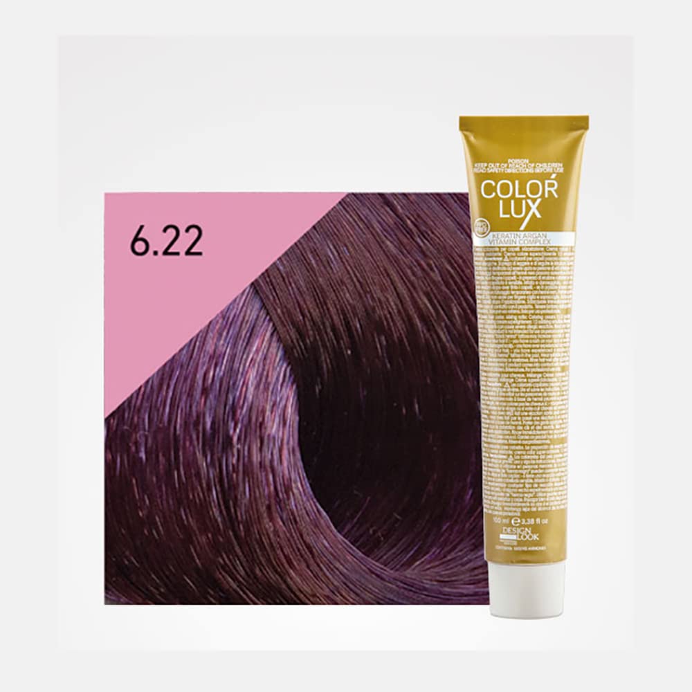 DESIGN LOOK Tinte Color Lux 6.22 Rubio Oscuro Violeta Intenso 100ML, Estandar