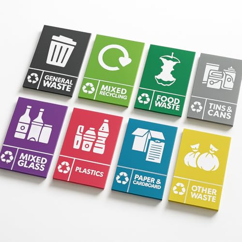 GALATIANS 8 Sticker Set: Mixed Waste (100 x 150 mm) | Recycling Stickers for Bins | General Waste Stickers for Bins | Outdoor Use | Durable & Clear Bin Sticker Set