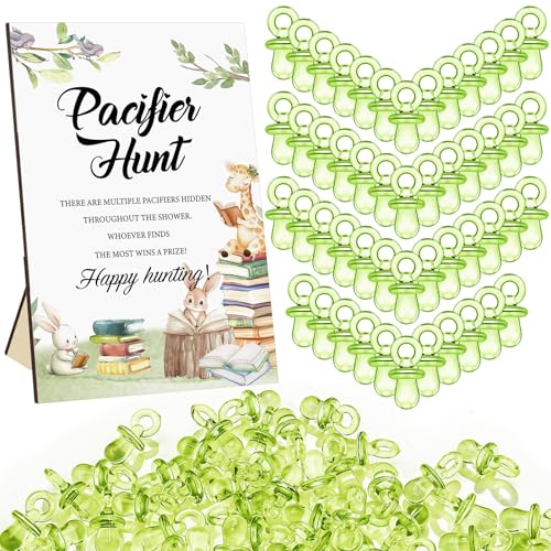 Image of Thyle 51 Pcs Storybook Pacifier Hunt Baby Shower Games a New Chapter Will Soon Begin Baby Shower Game Decoration Include Hunt Sign and 50 Acrylic Pacifiers Gift Sets for Gender Reveal Party Decor