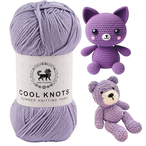 Image of NESTNHAVEN Polyester Blend Cool Knots, Luxury Yarn For Crochet, Knitting, Amigurumi, Embroidery, Toys, Garments, Flowers And Hobby Projects (Lilac, 100G)